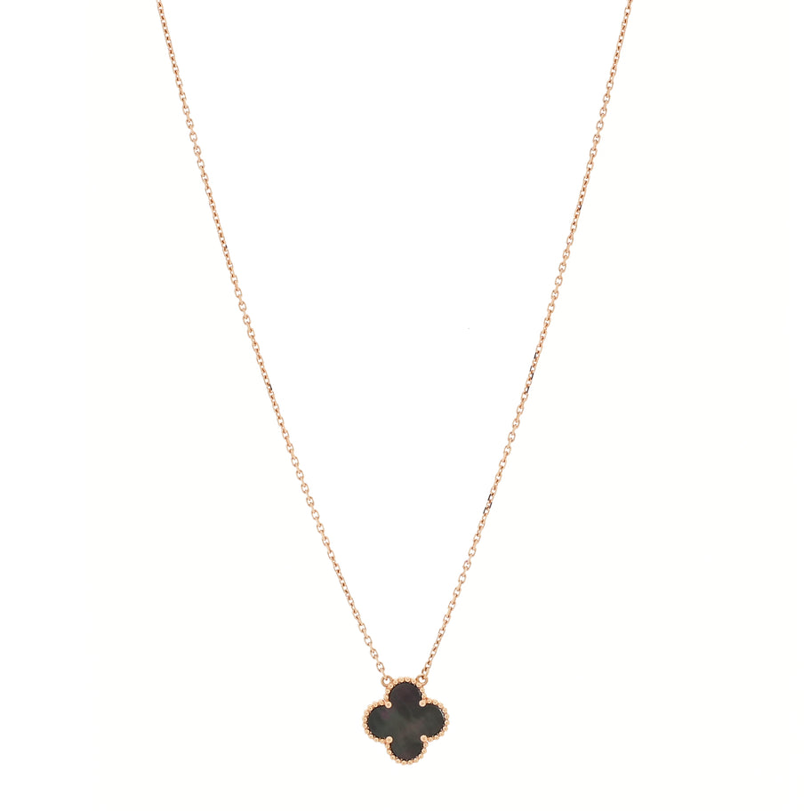 Van Cleef & Arpels 18K Rose Gold Gray Mother of Pearl Vintage Alhambra Pendant Necklace Image 3