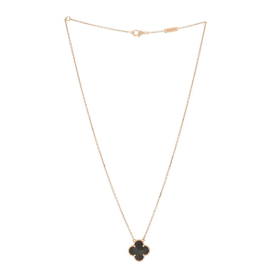 Van Cleef & Arpels 18K Rose Gold Gray Mother of Pearl Vintage Alhambra Pendant Necklace Image 2