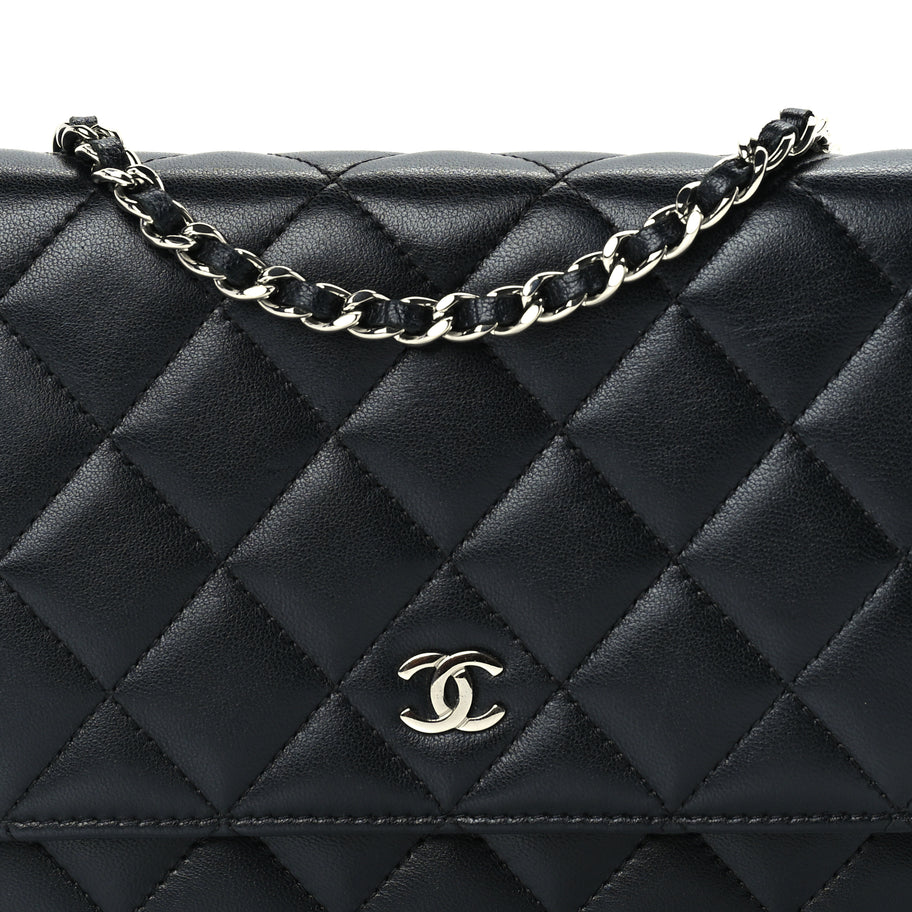 Chanel Lambskin Quilted Wallet On Chain WOC Black Image 7