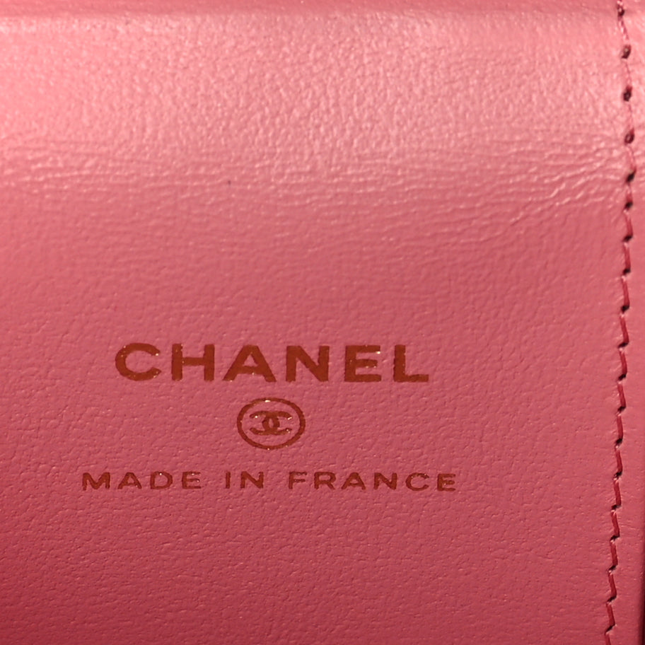 Chanel Lambskin Quilted Top Handle Mini Vanity Case With Chain Pink Image 4