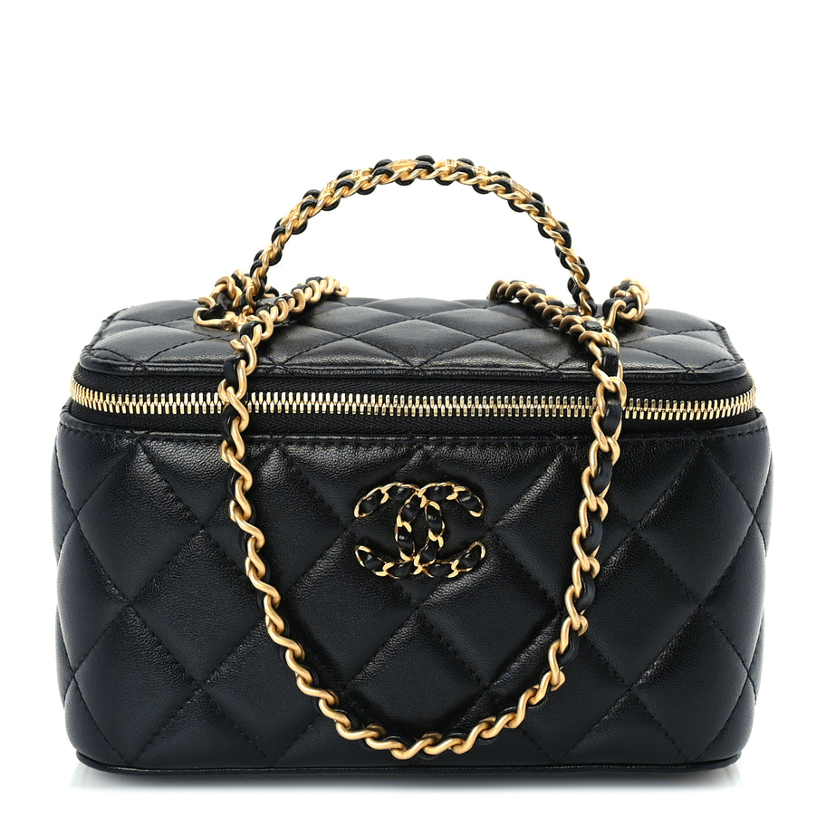 Chanel Lambskin Quilted 19 Pick Me Up Vanity Case  Black Image 1