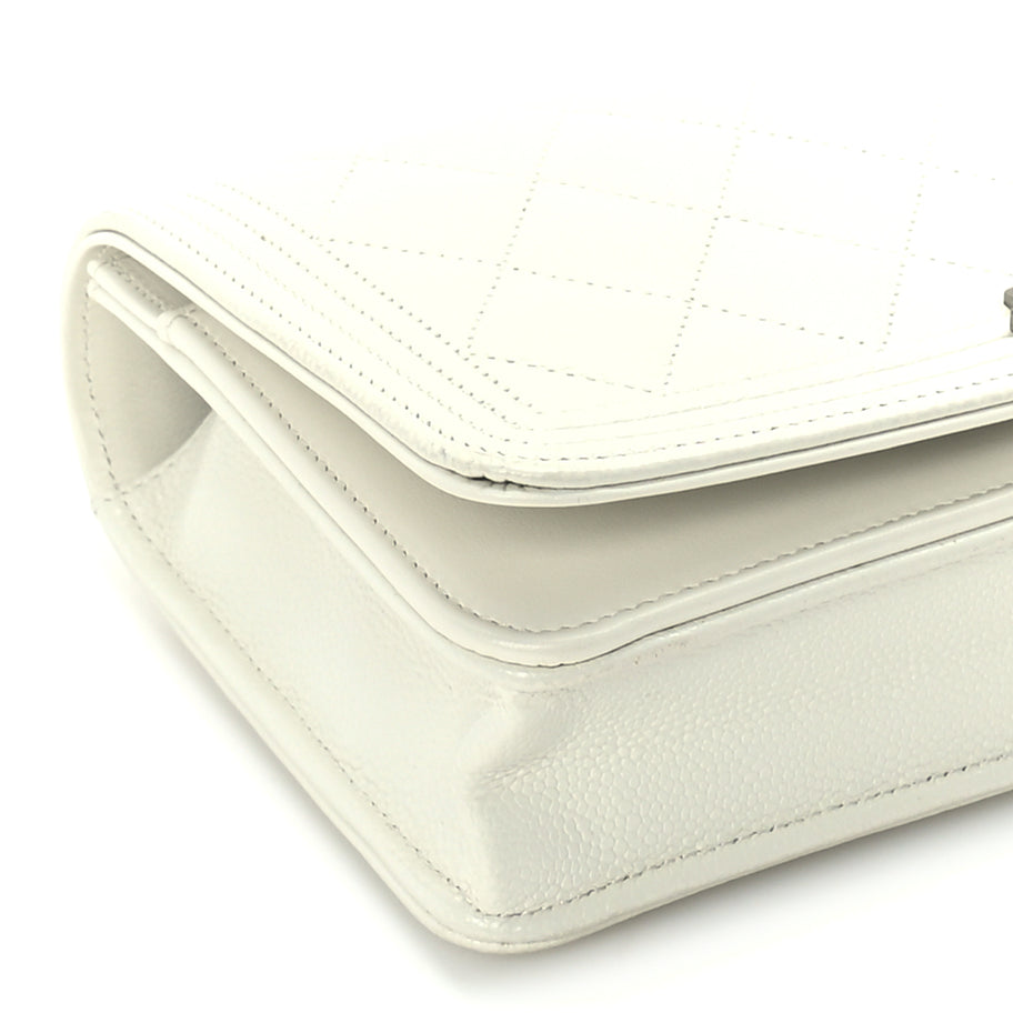 Chanel Caviar Quilted Boy Wallet On Chain WOC White Image 8