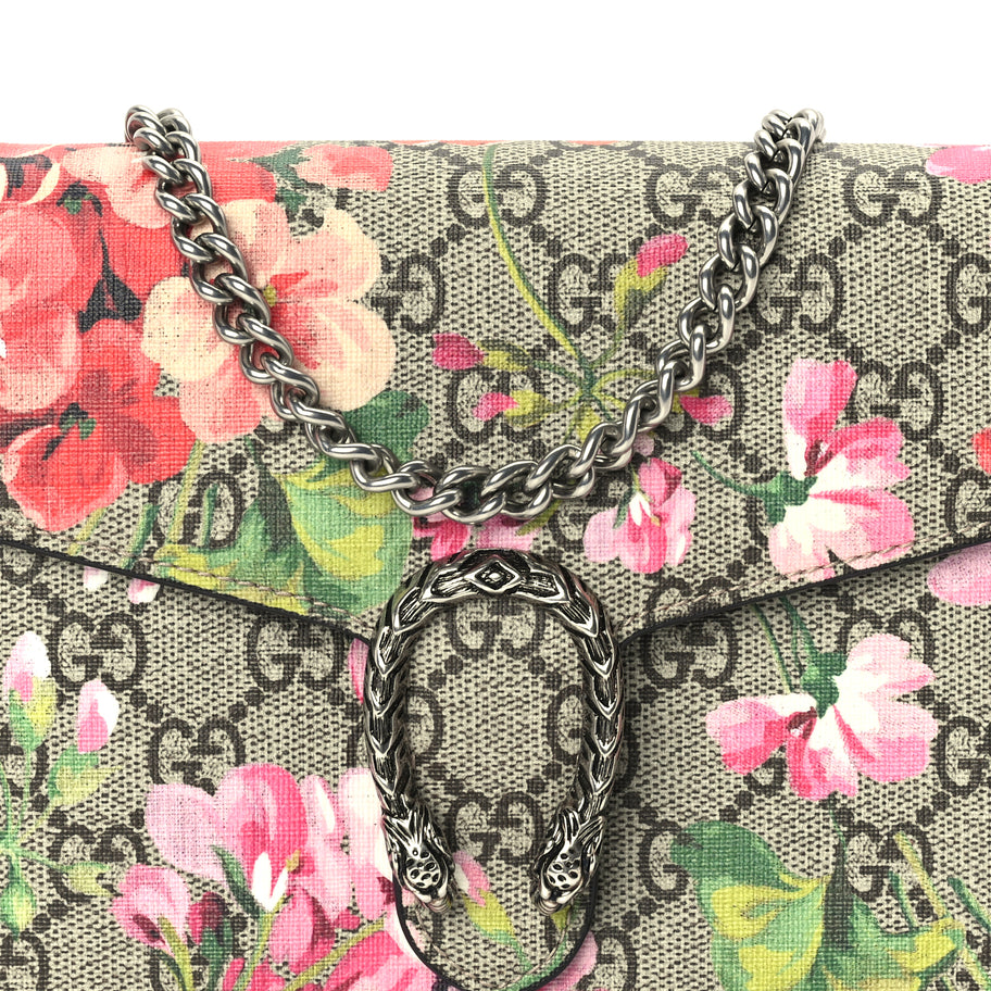 Gucci GG Supreme Monogram Blooms Mini Dionysus Chain Wallet Beige Multicolor Dry Rose Image 6