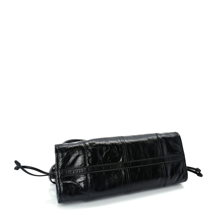 Prada Glossy Calfskin Triangle Medium Bonnie Shoulder Bag Black Image 3