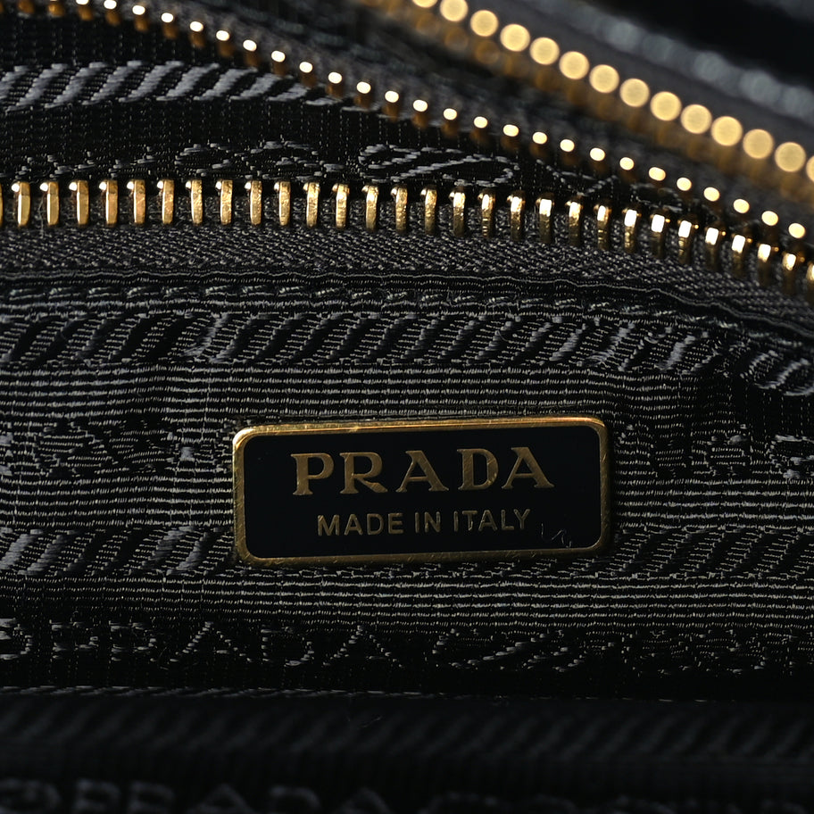 Prada Glossy Calfskin Triangle Medium Bonnie Shoulder Bag Black Image 5