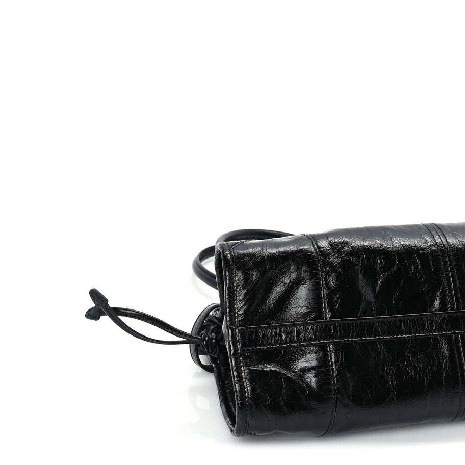 Prada Glossy Calfskin Triangle Medium Bonnie Shoulder Bag Black Image 7