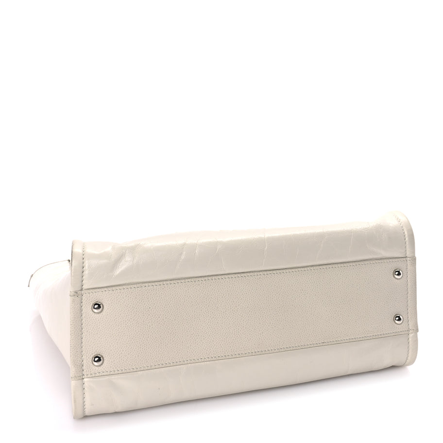 Chanel Glazed Calfskin Small Deauville Tote Ecru Image 3