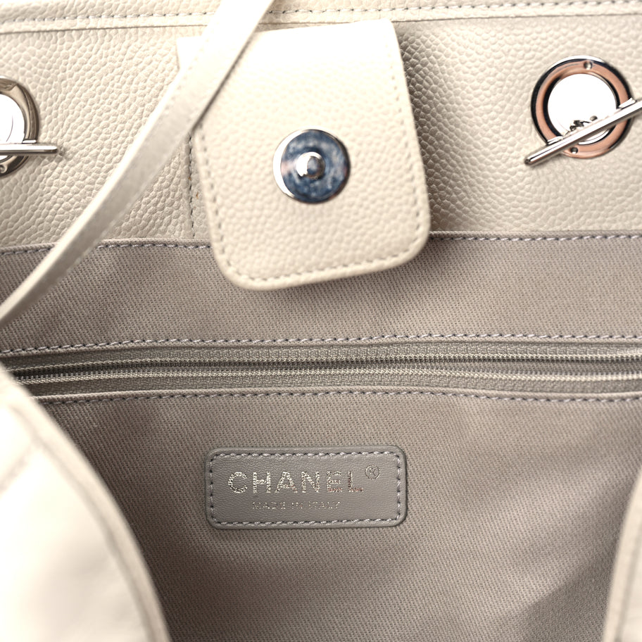 Chanel Glazed Calfskin Small Deauville Tote Ecru Image 5