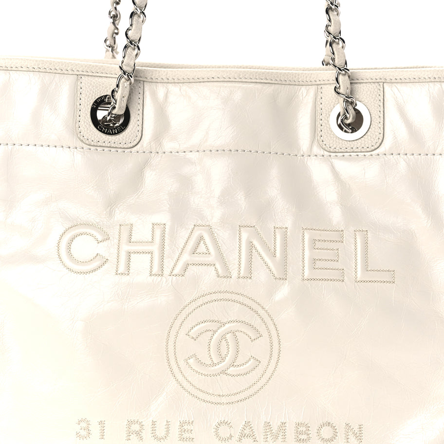 Chanel Glazed Calfskin Small Deauville Tote Ecru Image 7
