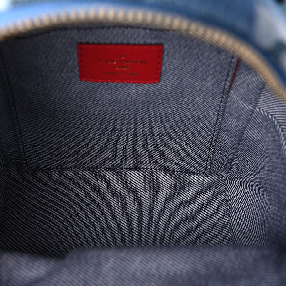 Louis Vuitton Denim Damier Monogram Patchwork Palm Springs Backpack Mini Blue Rouge Image 4