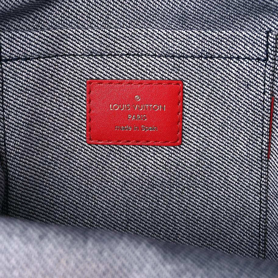 Louis Vuitton Denim Damier Monogram Patchwork Palm Springs Backpack Mini Blue Rouge Image 5