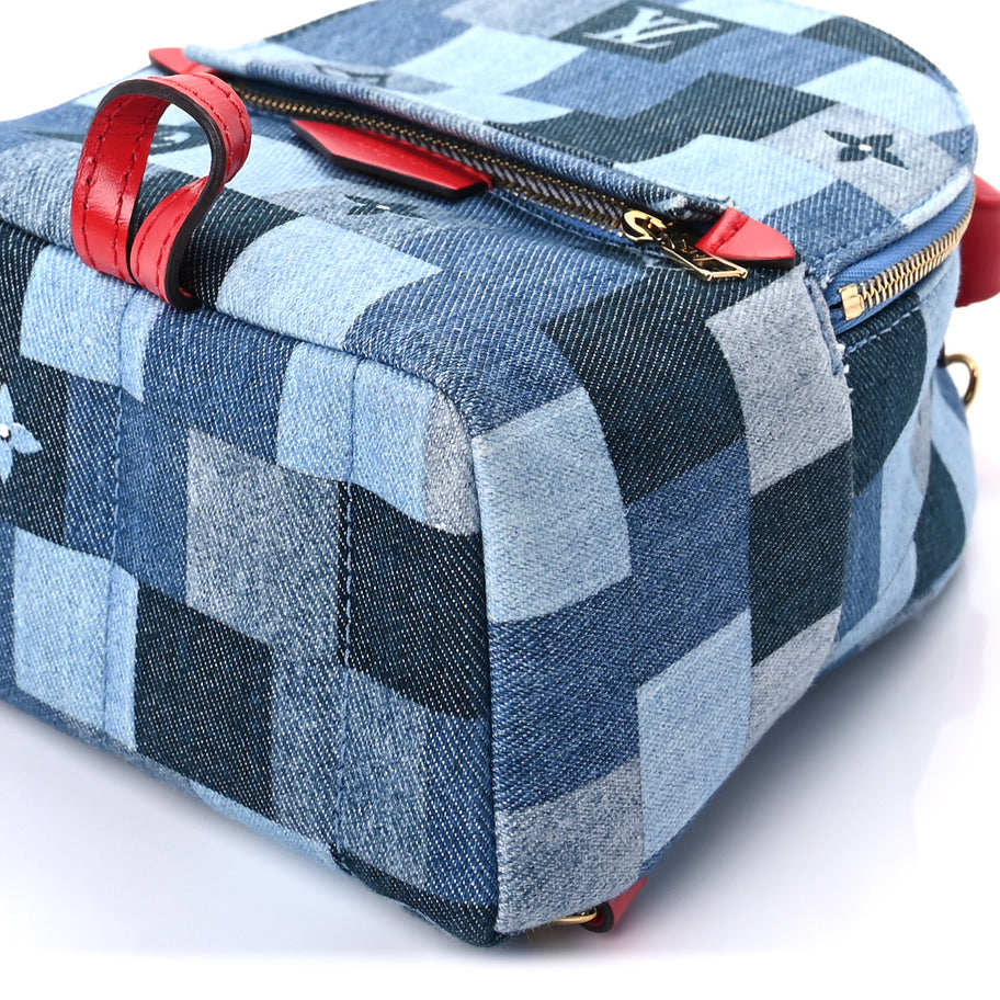 louis vuitton blue denim monogram backpack Louis Vuitton Denim Damier Monogram Patchwork Palm Springs Backpack Mi