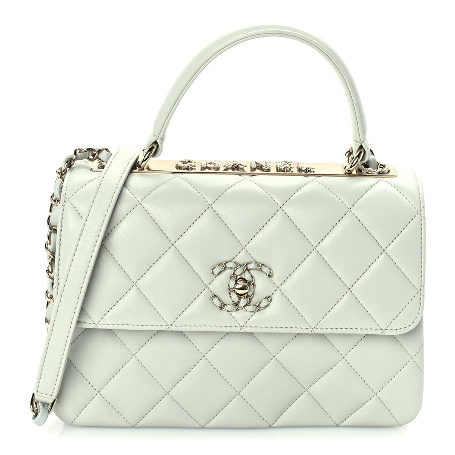 Chanel Lambskin Quilted Small Trendy Chain CC Flap Dual Handle Bag Light Blue Image 1