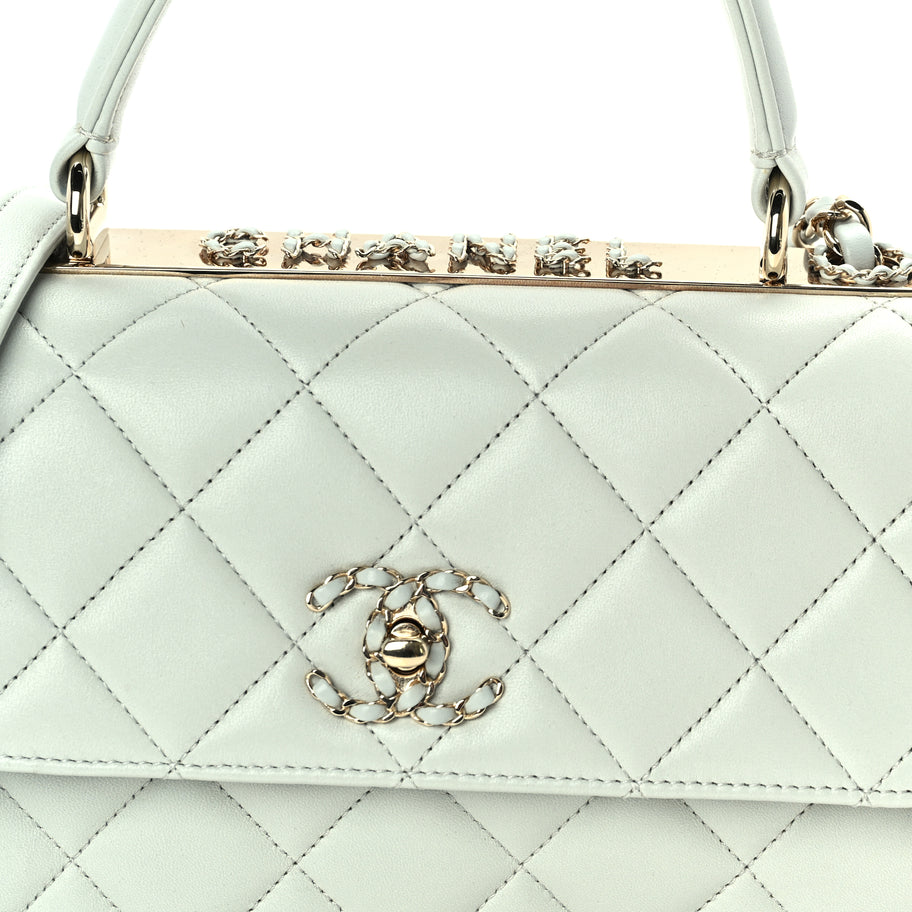 Chanel Lambskin Quilted Small Trendy Chain CC Flap Dual Handle Bag Light Blue Image 7
