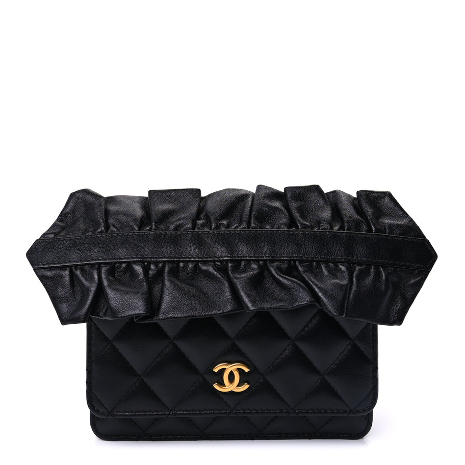 Chanel Lambskin Quilted Mini Romance Wallet On Chain WOC Black Image 1