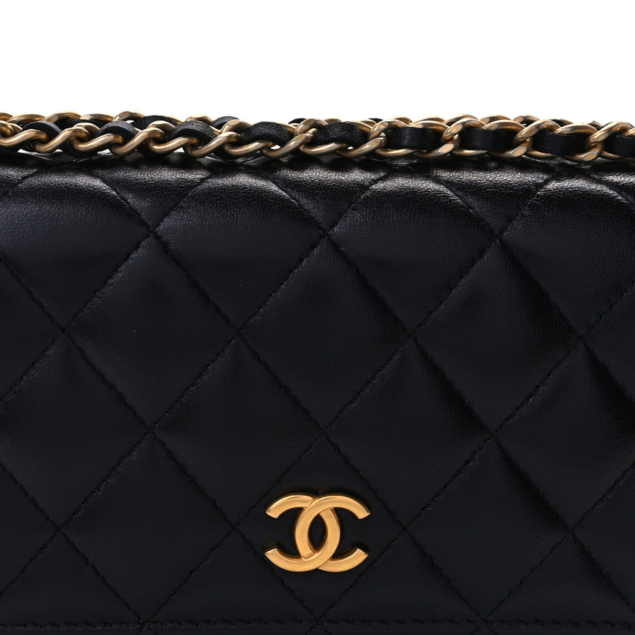 Chanel Lambskin Quilted Mini Romance Wallet On Chain WOC Black Image 6