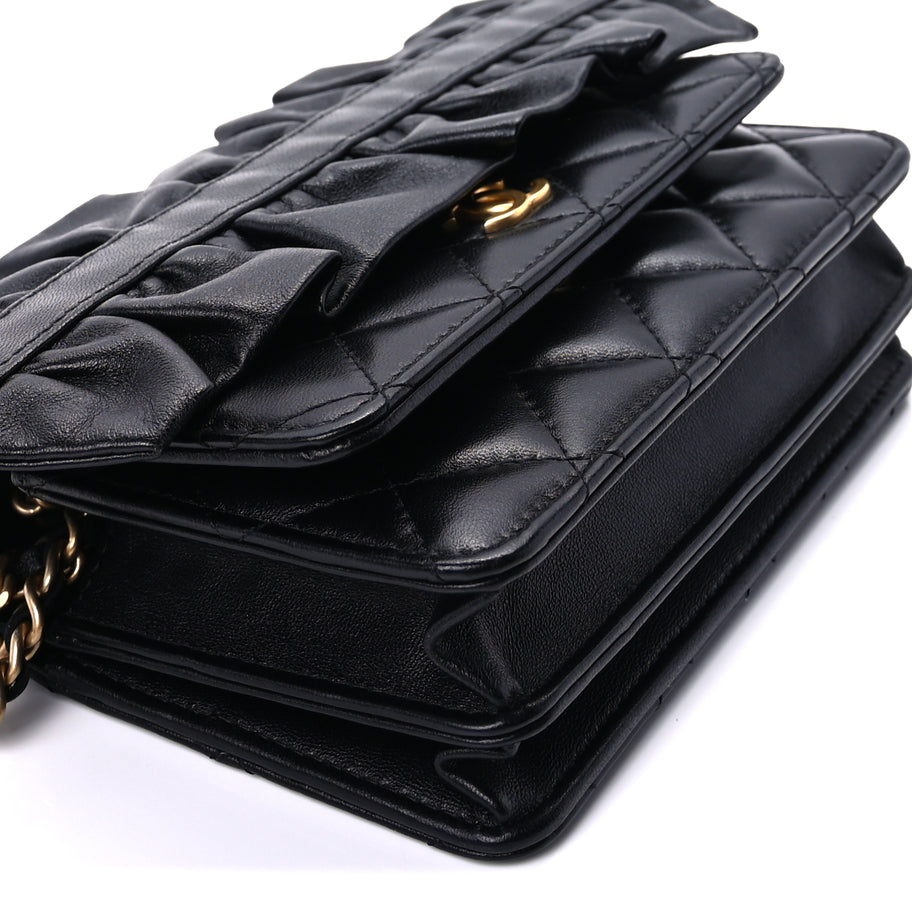 Chanel Lambskin Quilted Mini Romance Wallet On Chain WOC Black Image 8