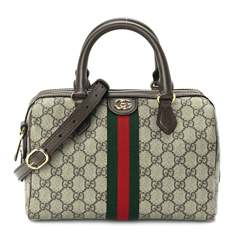 Gucci GG Supreme Monogram Web Small Ophidia Top Handle Bag Beige Ebony Image 1