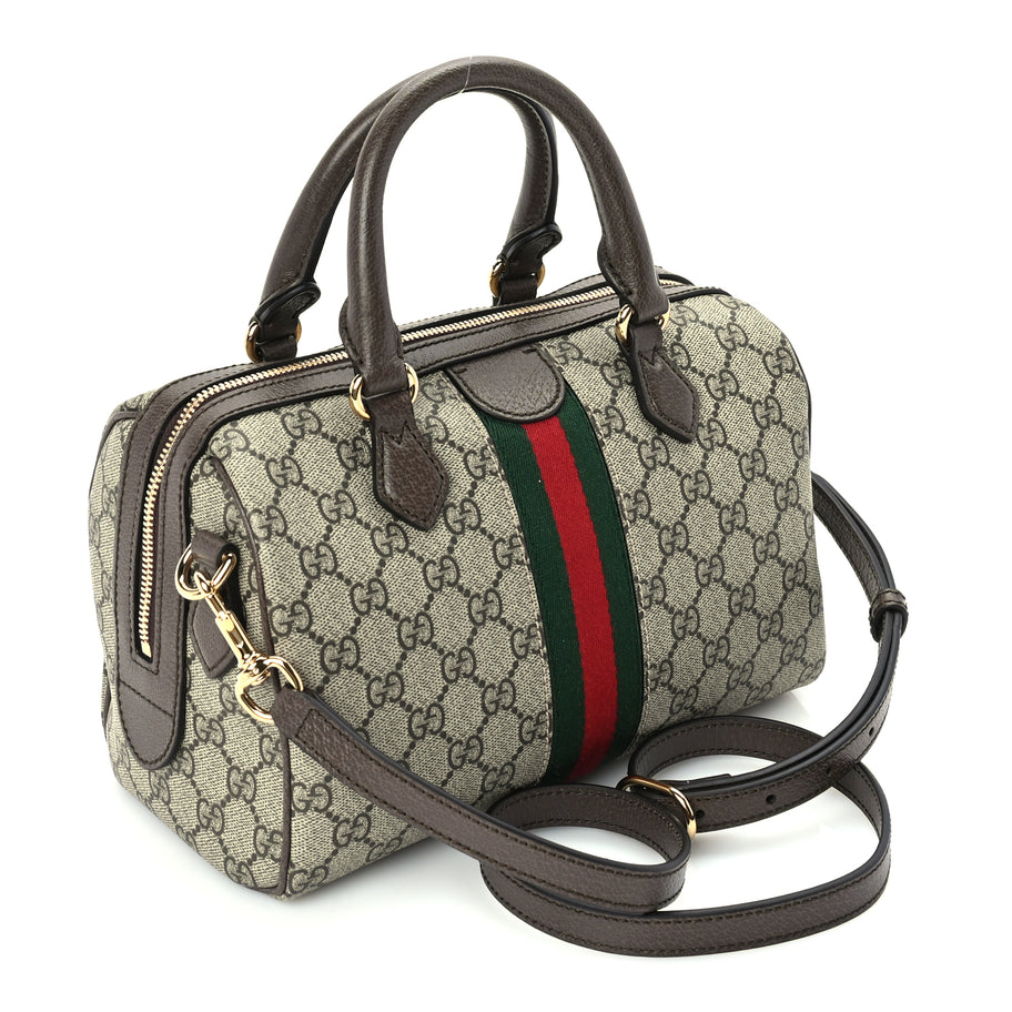 Gucci GG Supreme Monogram Web Small Ophidia Top Handle Bag Beige Ebony Image 2
