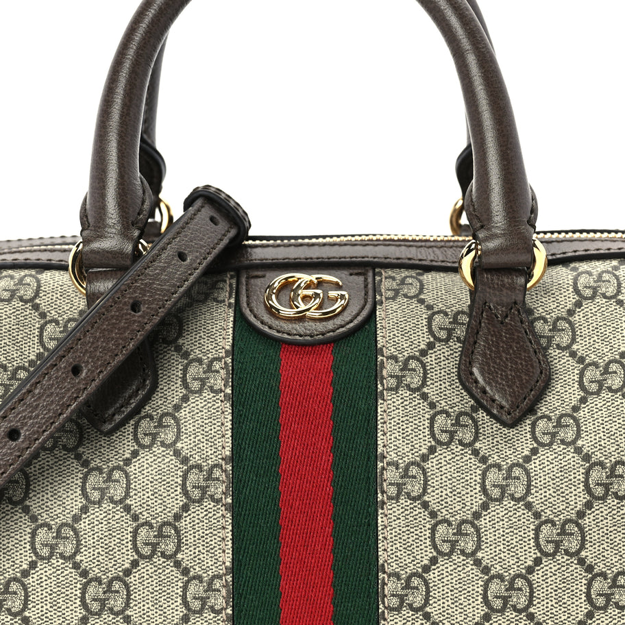 Gucci GG Supreme Monogram Web Small Ophidia Top Handle Bag Beige Ebony Image 6