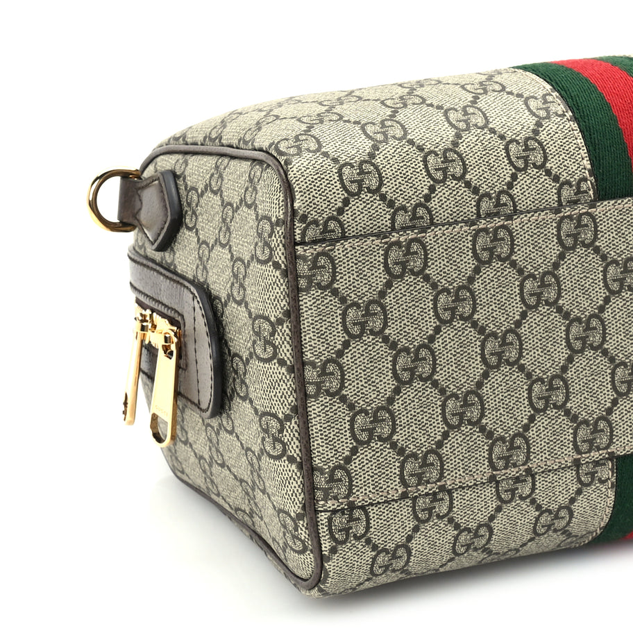 Gucci GG Supreme Monogram Web Small Ophidia Top Handle Bag Beige Ebony Image 7