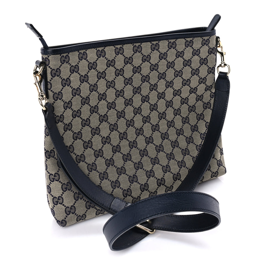 Gucci GG Supreme Monogram Web Flat Messenger Bag  Navy Image 2