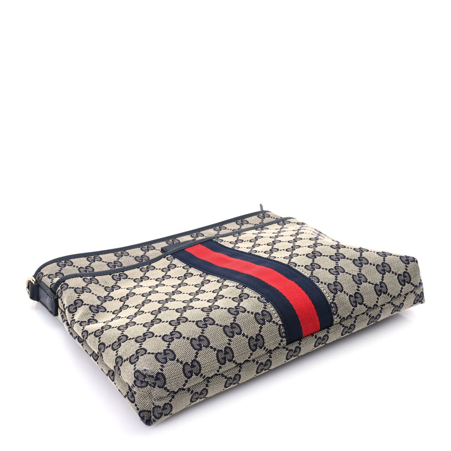 Gucci GG Supreme Monogram Web Flat Messenger Bag  Navy Image 3