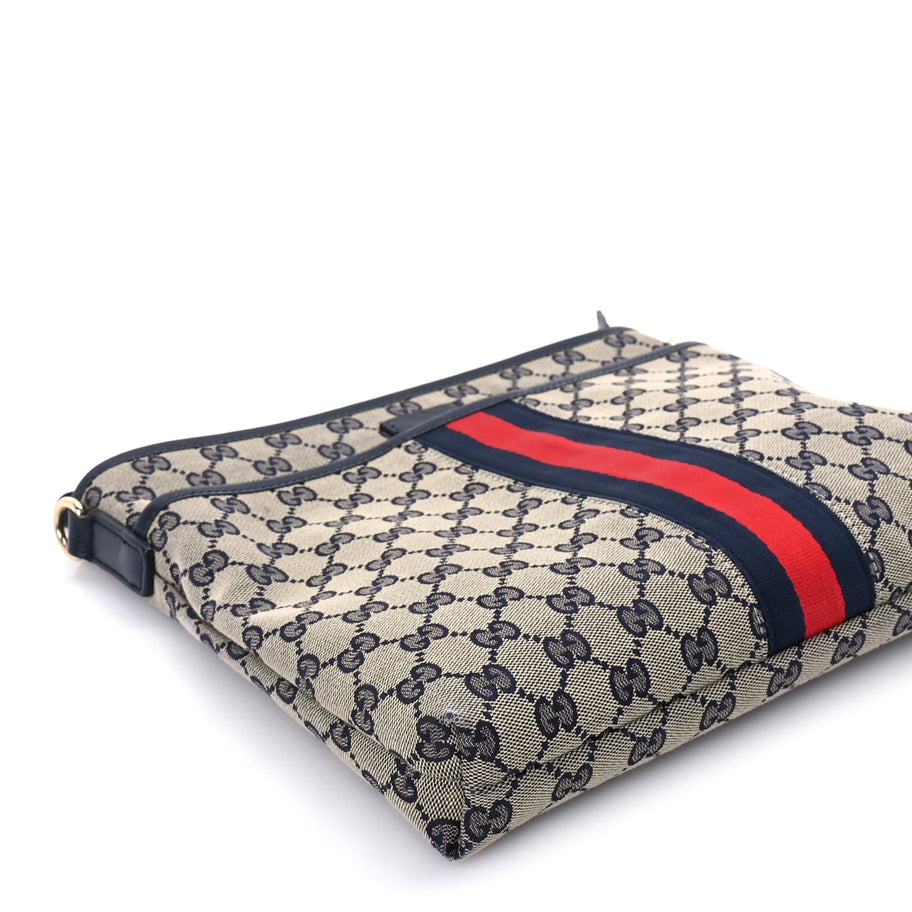 Gucci GG Supreme Monogram Web Flat Messenger Bag  Navy Image 7