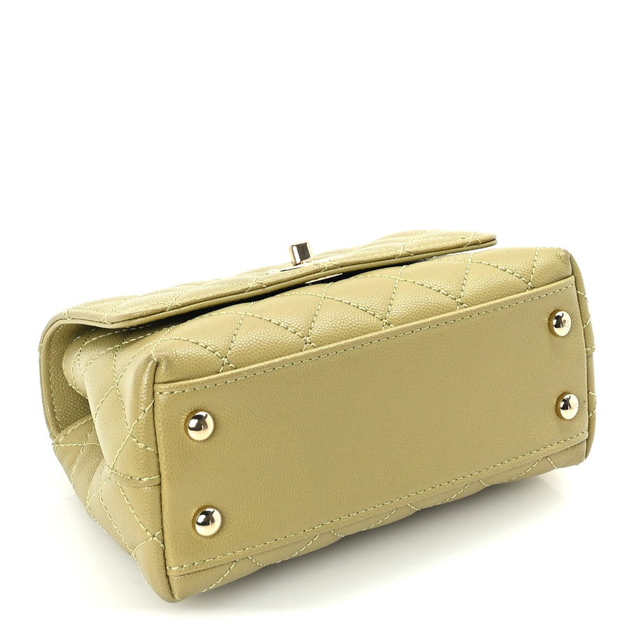 Chanel Caviar Quilted Extra Mini Coco Handle Flap Light Green Image 3