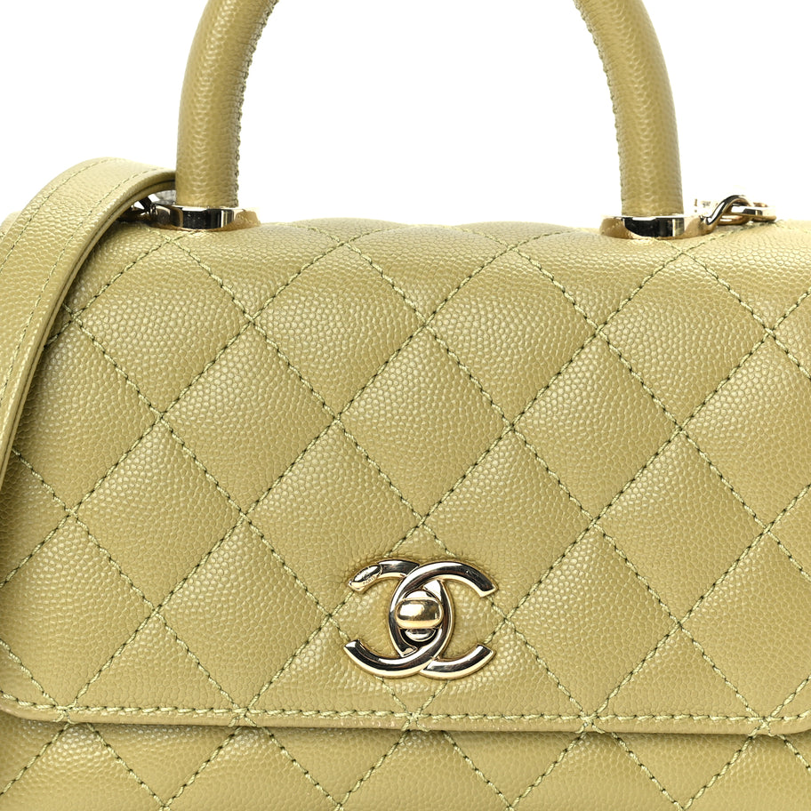 Chanel Caviar Quilted Extra Mini Coco Handle Flap Light Green Image 7