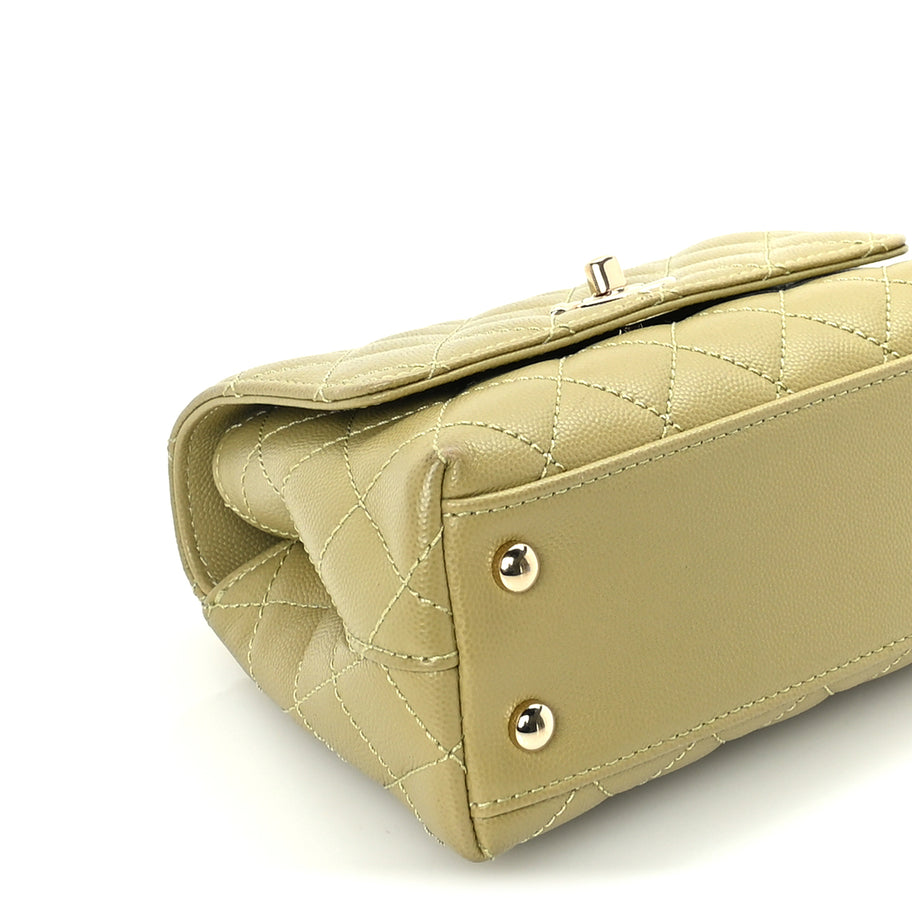 Chanel Caviar Quilted Extra Mini Coco Handle Flap Light Green Image 8