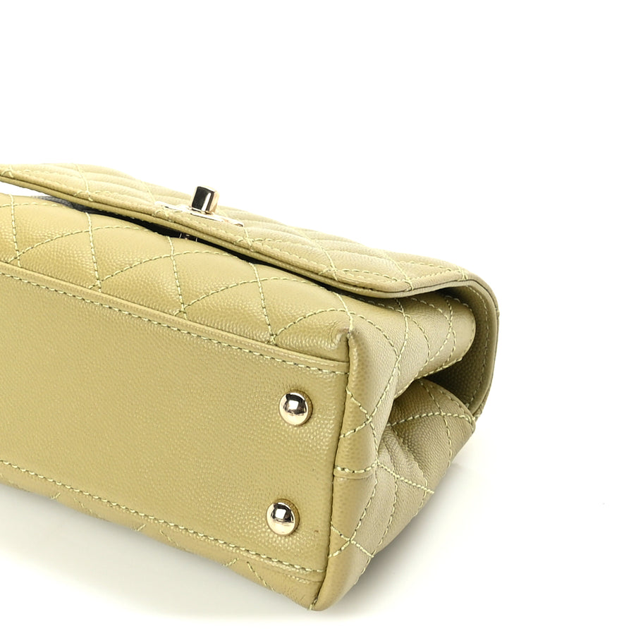 Chanel Caviar Quilted Extra Mini Coco Handle Flap Light Green Image 9