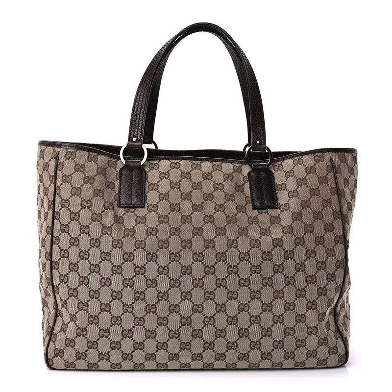  Gucci Monogram Medium Tote  Dark Brown