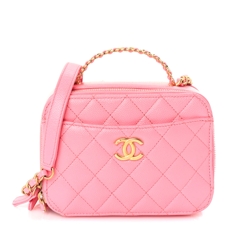  Chanel Caviar Quilted Pick Me Up Mini Vanity Case  Pink