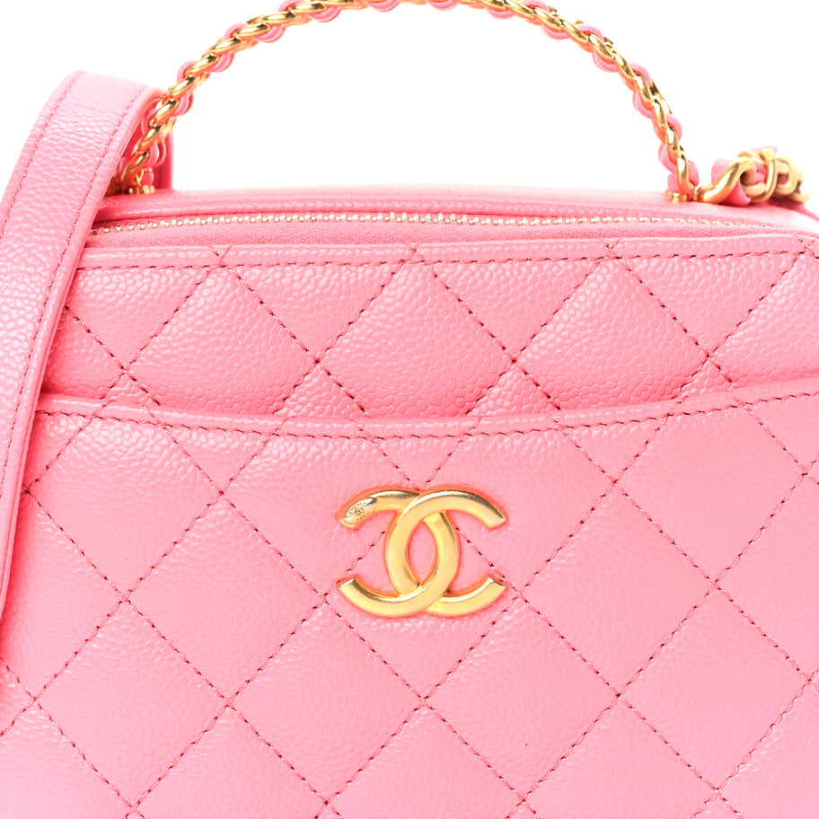 Chanel Caviar Quilted Pick Me Up Mini Vanity Case  Pink Image 8