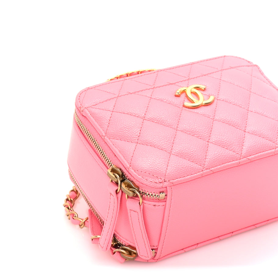 Chanel Caviar Quilted Pick Me Up Mini Vanity Case  Pink Image 9