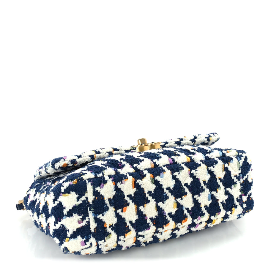 Chanel Tweed Quilted Medium 19 Flap Ecru Navy Blue Multicolor Image 3