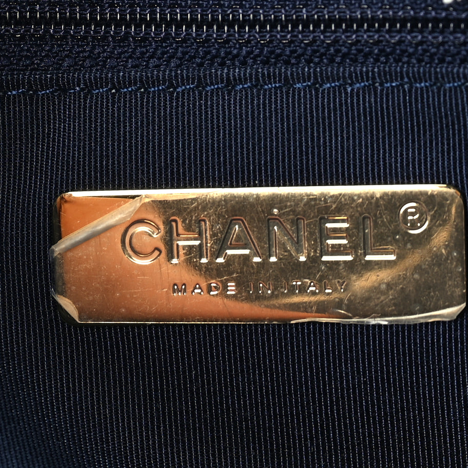 Chanel Tweed Quilted Medium 19 Flap Ecru Navy Blue Multicolor Image 5