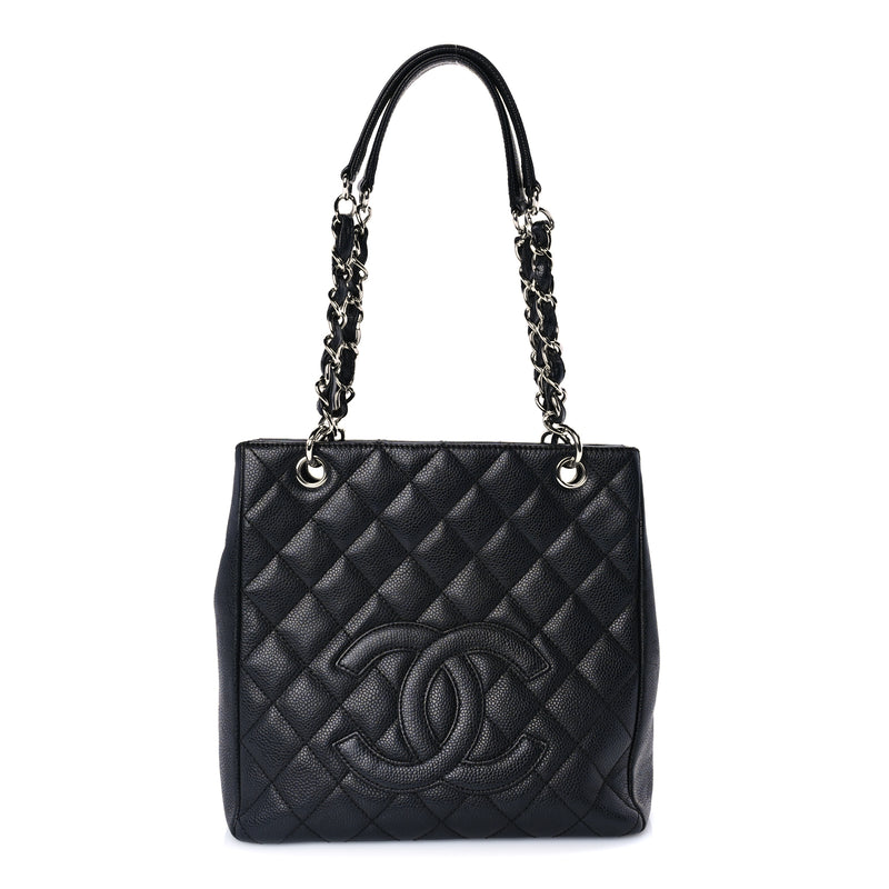  Chanel Caviar Quilted Petit Shopping Tote PST Black