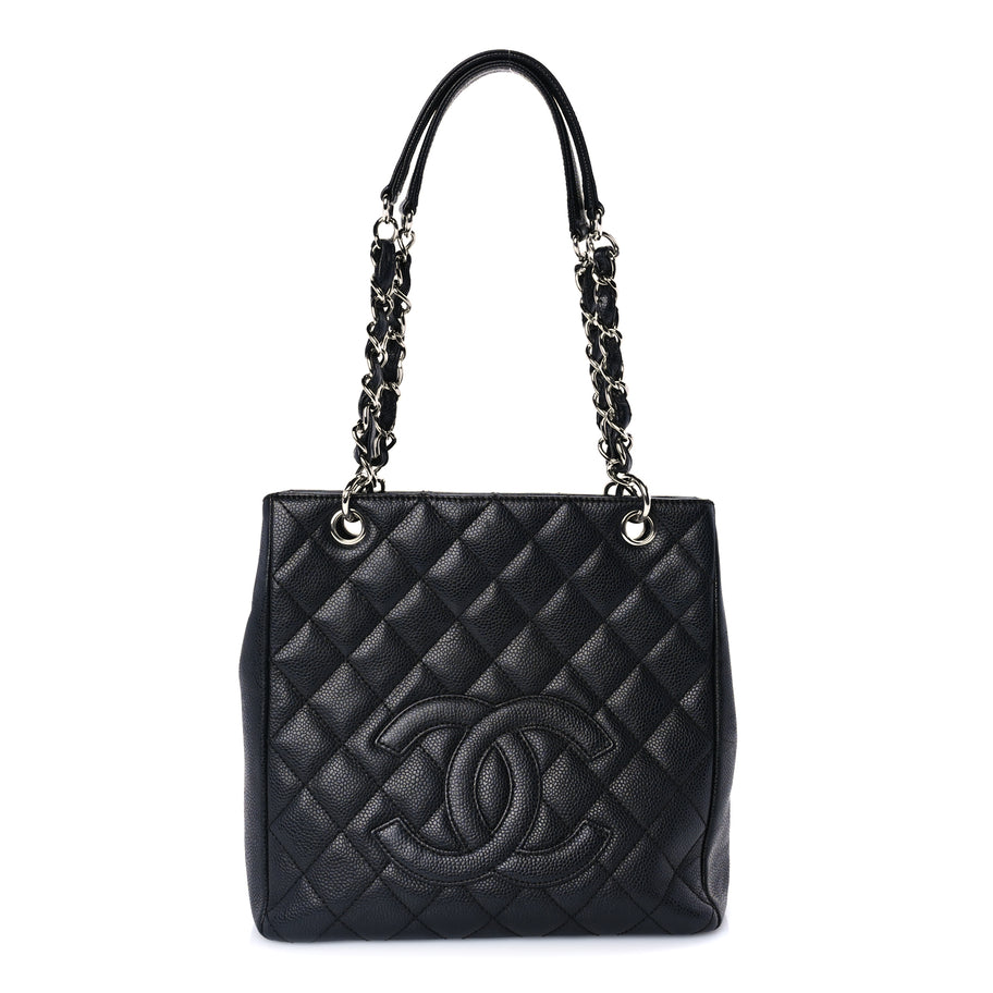 Chanel Caviar Quilted Petit Shopping Tote PST Black Image 1