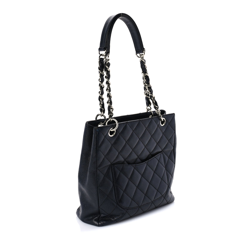  Chanel Caviar Quilted Petit Shopping Tote PST Black