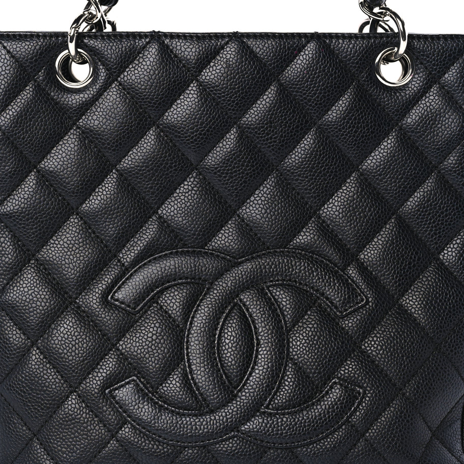 Chanel Caviar Quilted Petit Shopping Tote PST Black Image 7