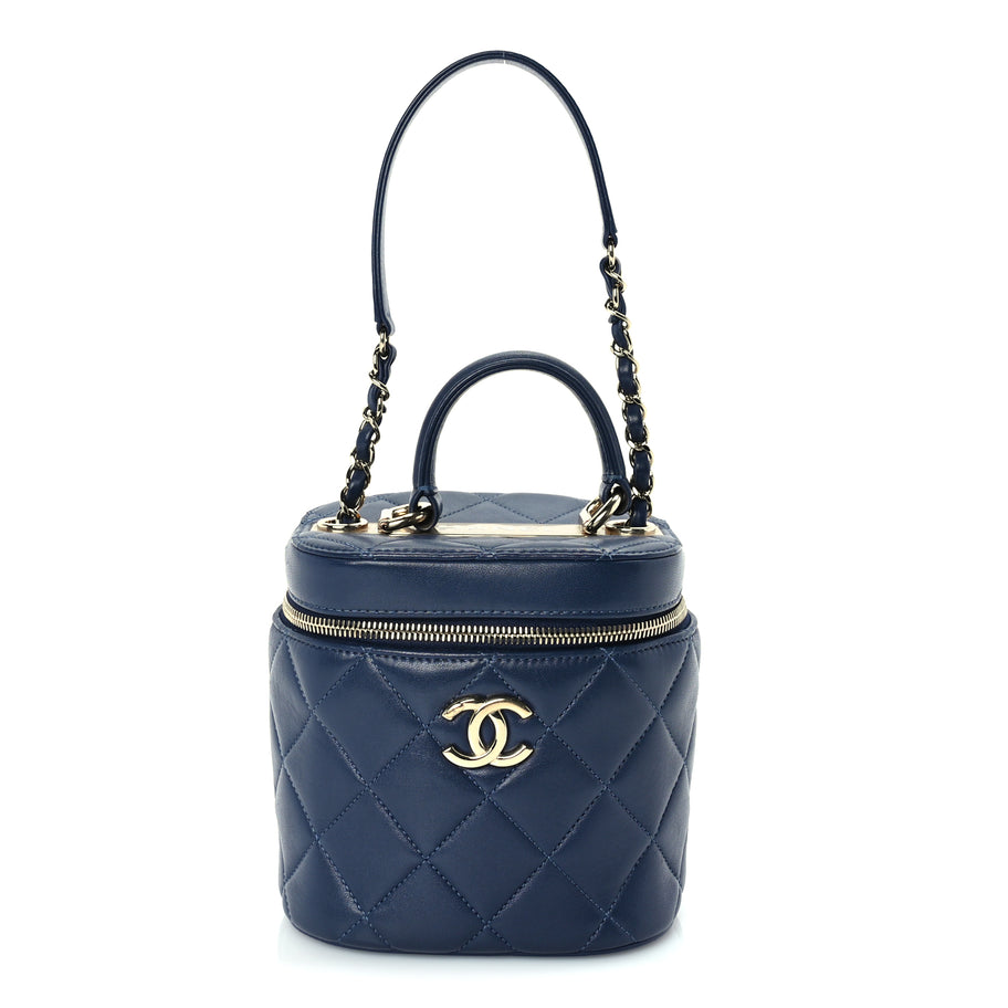 Chanel Lambskin Quilted Trendy Vanity Case Blue Image 1