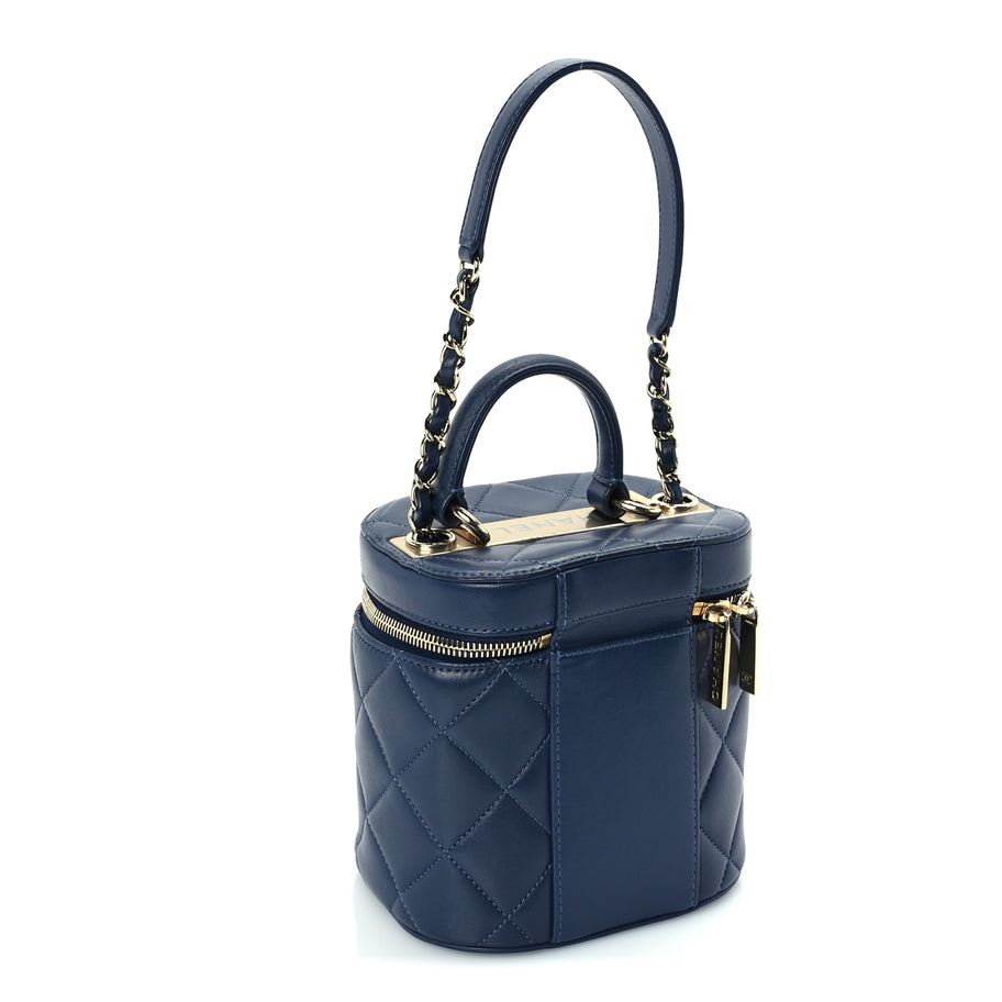 Chanel Lambskin Quilted Trendy Vanity Case Blue Image 2
