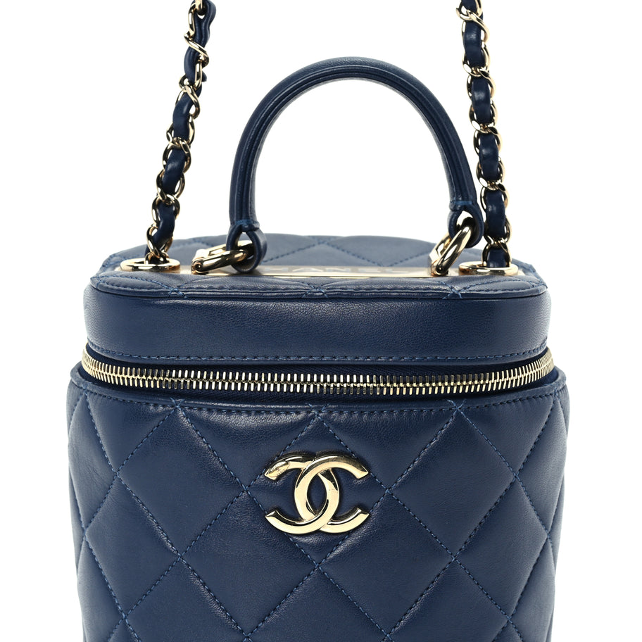Chanel Lambskin Quilted Trendy Vanity Case Blue Image 7