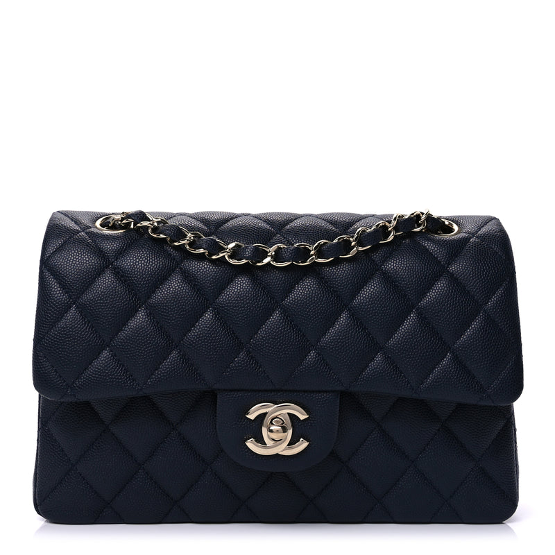  Chanel Caviar Quilted Small Double Flap Dark Navy