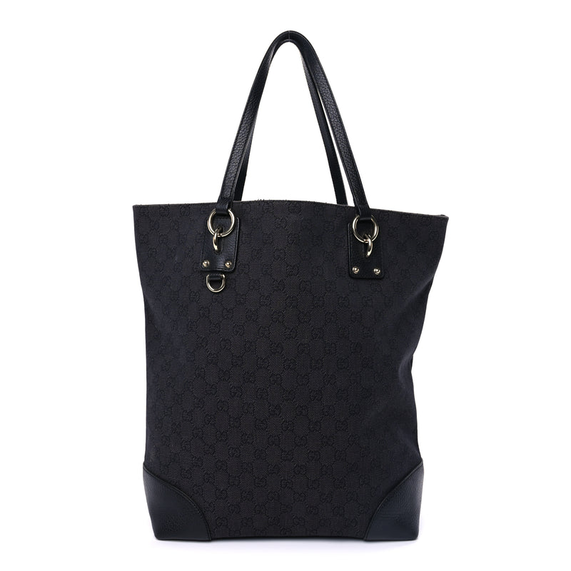  Gucci Denim Monogram Medium Handle Vertical Tote Black