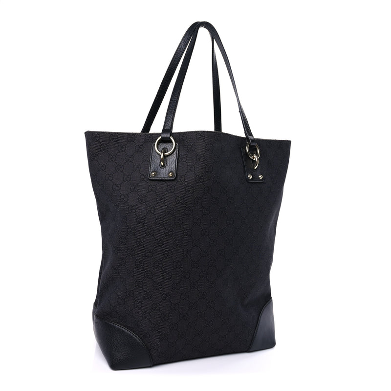  Gucci Denim Monogram Medium Handle Vertical Tote Black