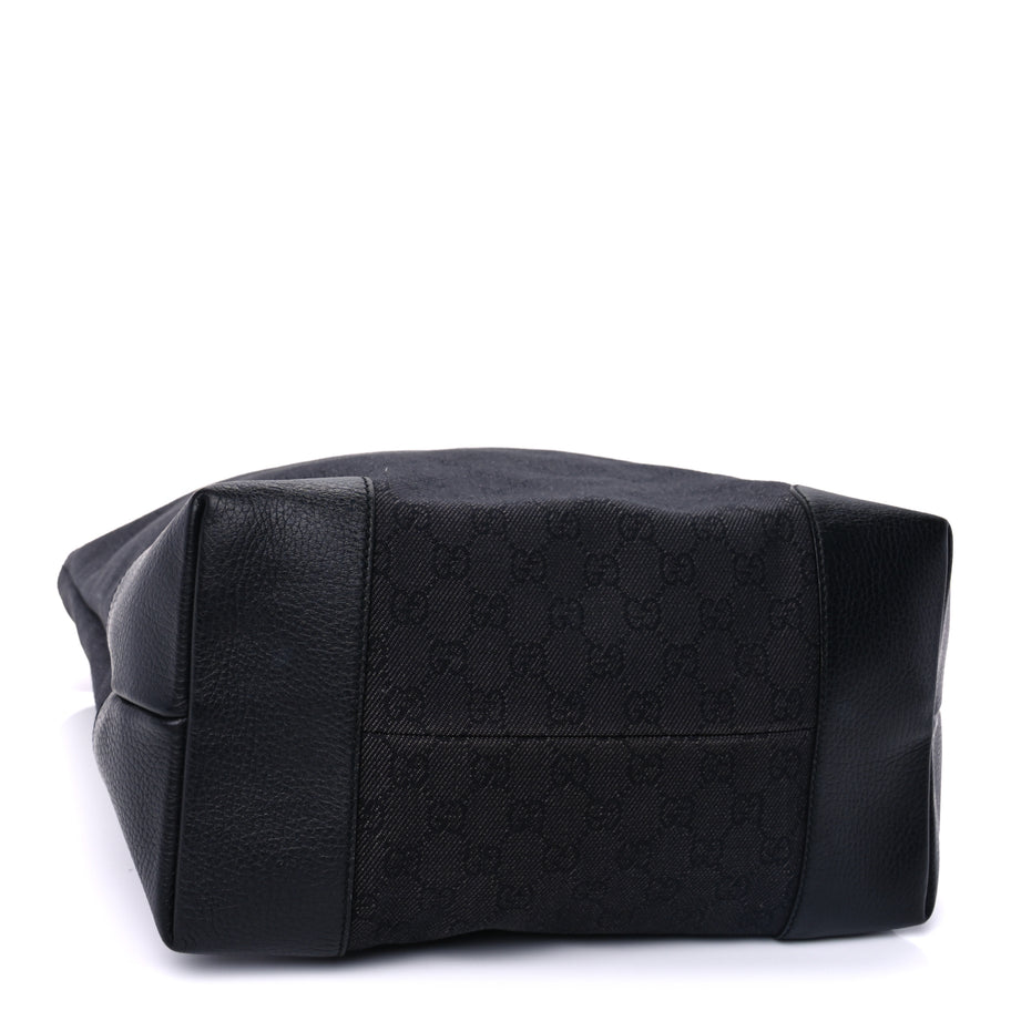 Gucci Denim Monogram Medium Handle Vertical Tote Black Image 3