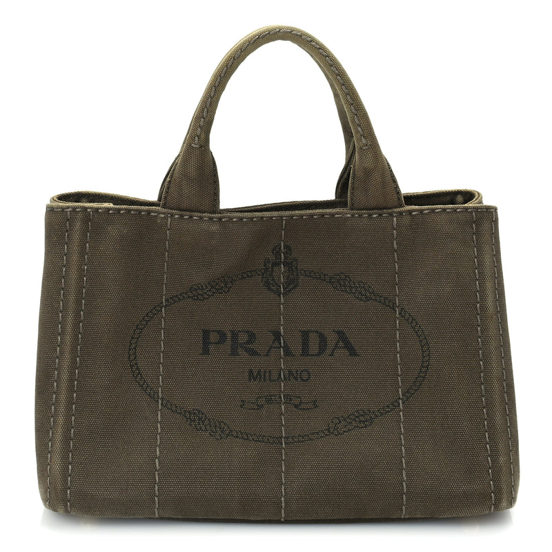  Prada Canapa Small Logo Tote Khaki